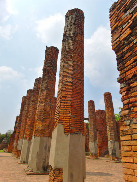 o templo wat phra sri sanphet "o templo sagrado" é o templo mais sagrado do grande palácio na antiga capital da tailândia, ayutthaya. - sanphet palace - fotografias e filmes do acervo