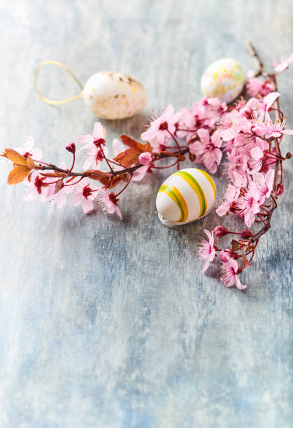 istock Easter Decoration. Rustic wooden background. Copy space. 1217276055