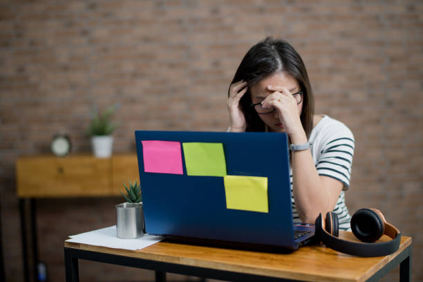 istock girl use laptop for work,home office, stay at home 1217276792
