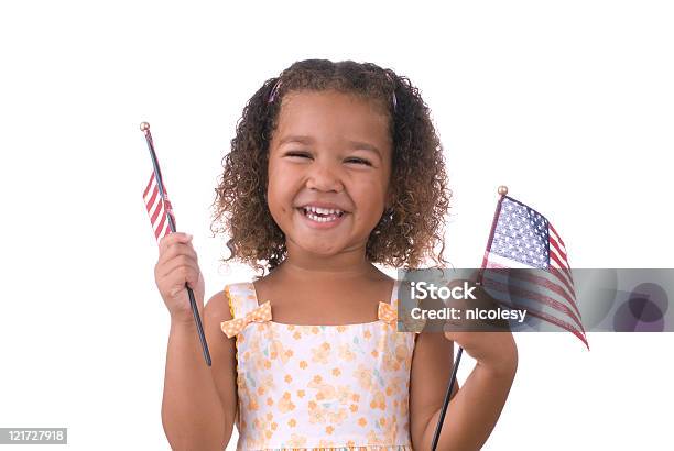 Banderas Americanas De Explotación De Chica Foto de stock y más banco de imágenes de Niño - Niño, Bandera, Bandera estadounidense