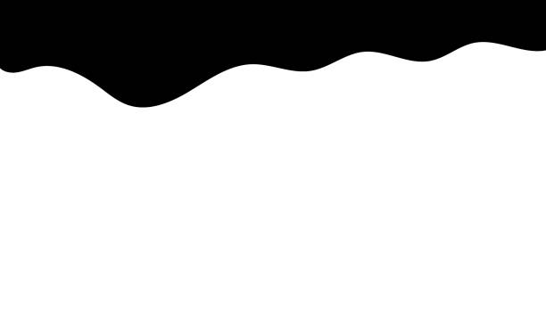 istock Black melt drips or liquid sauce drops. Black liquid or melted chocolate drips, current paint. 1217281111