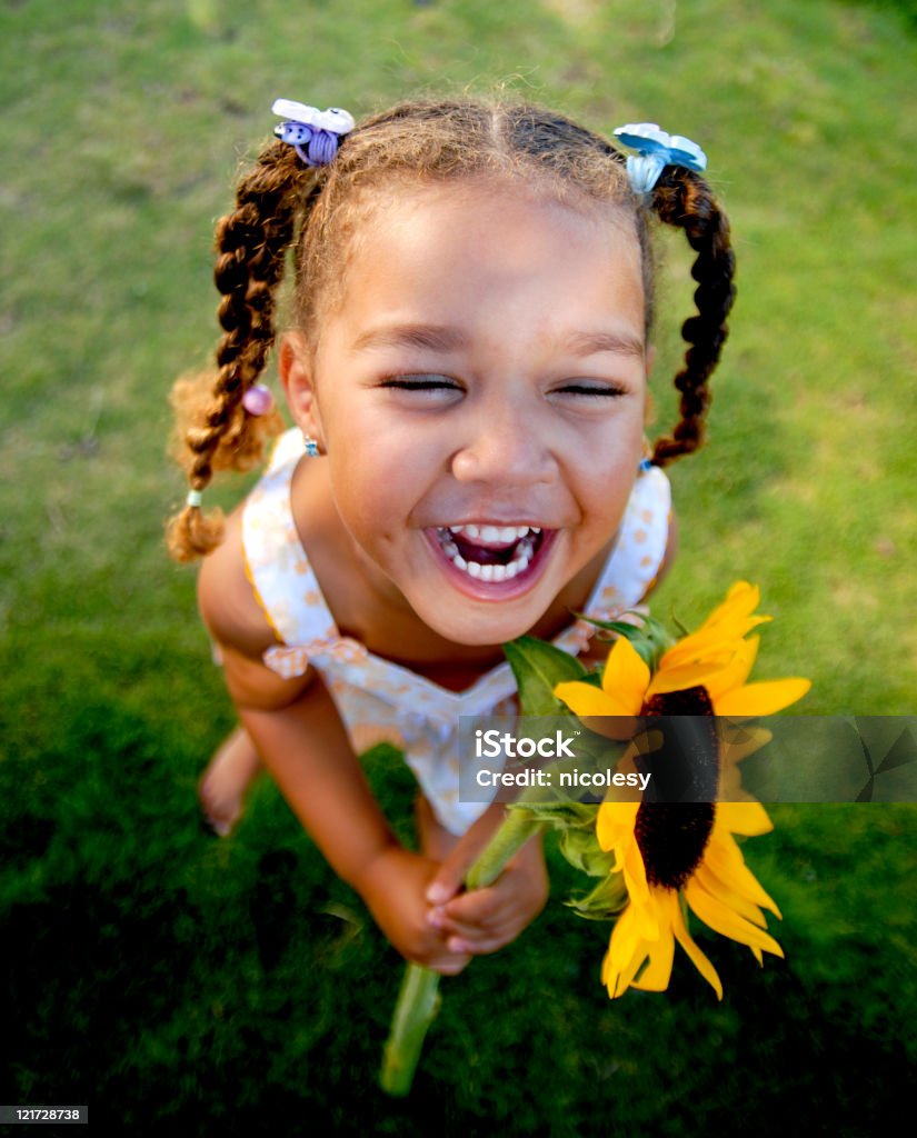 Sonnenblume Mädchen - Lizenzfrei Kind Stock-Foto