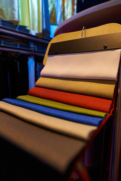 istock Colored fabrics hanged on a chair 1217287525
