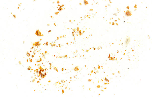 istock Bread crumbs isolated on white background.  Top view