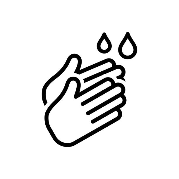 Hand wash icon Hand wash icon sign human hand pointing manual worker stock illustrations