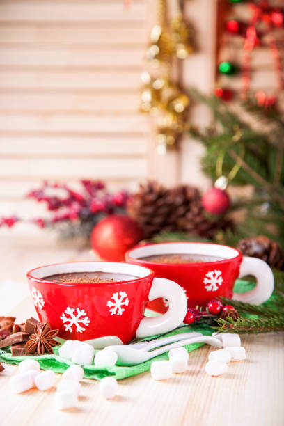istock hot chocolate in a cup on a Christmas background, selective focus, copy space 1217291045