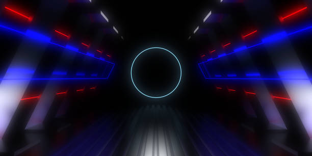 istock 3D abstract background with neon lights. 3d illustration 1217291235