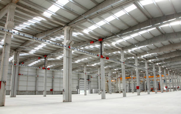istock Modern, large factory interior. Background. 1217297856