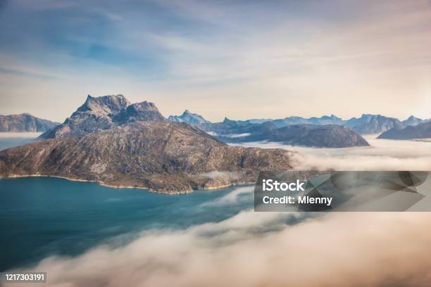 Greenland Fjords West Coast Helicopter Aerial View Stock Photo - Download Image Now - Greenland, Nuuk City, Tourism
