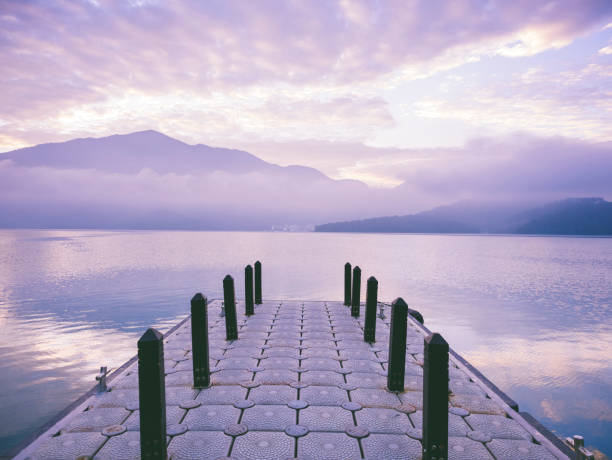 istock Pier Lake Mountain sunrise nature landscape 1217308359