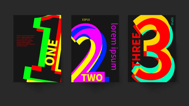 istock Posters with numbers, set of abstract bright modern black backgrounds 1217310179
