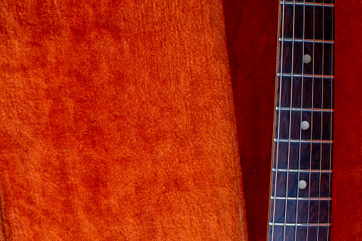 Details of an Acoustic Guitar with a Union Jack Design