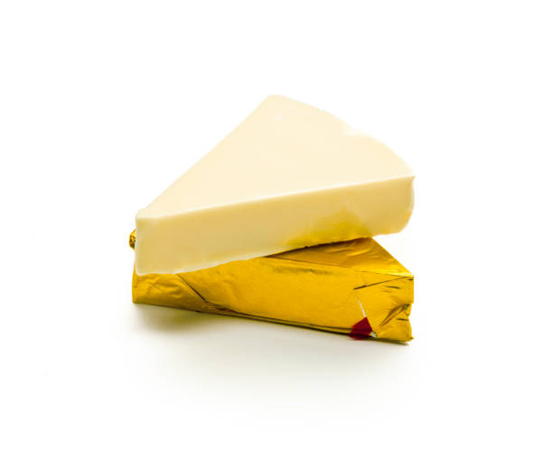 Two Triangular Cheese Portions stock photo