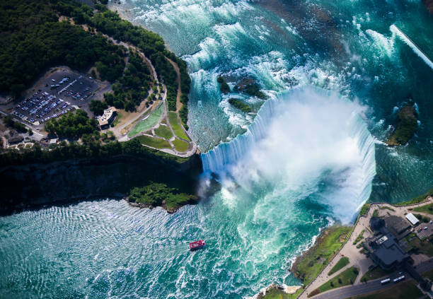 istock Niagara waterfall from above, Aerial view of Niagara waterfall. 1217318909