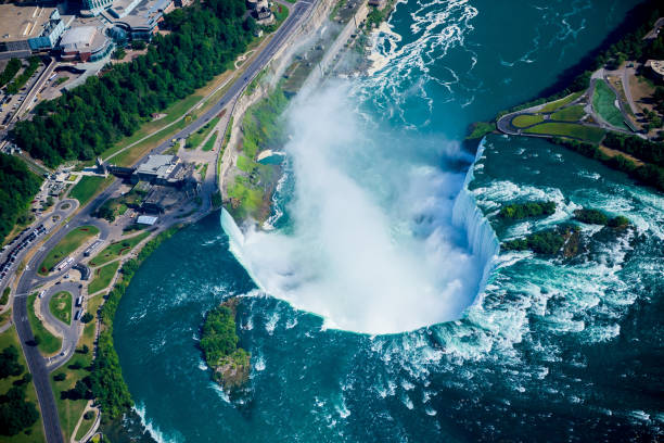 istock Niagara waterfall from above, Aerial view of Niagara waterfall. 1217318918