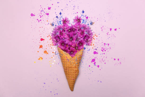 istock Ice cream made of lilac colored flowers 1217318976