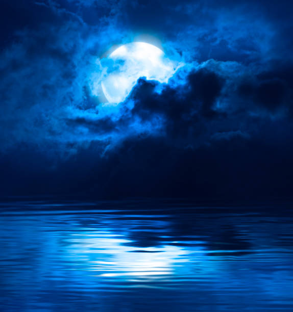Dark Night Full Moon stock photo