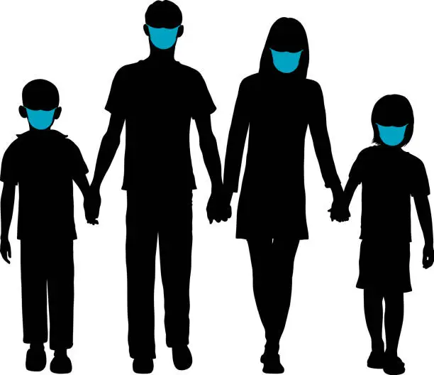 Vector illustration of Family in Masks