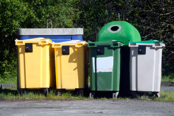 istock Row of multicolored garbage bins for recycling. 1217324681