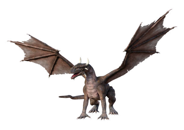 istock 3D illustration fantasy dragon on white 1217326029