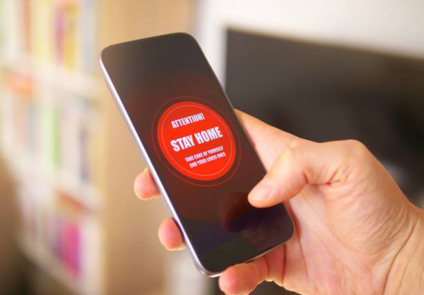 Emergency message Stay Home on the phone