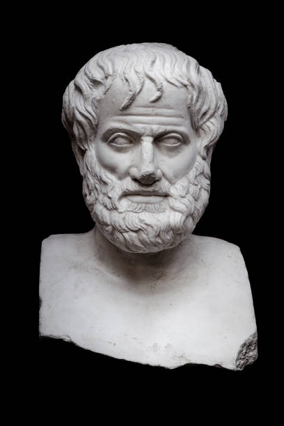 Aristotle on Black Greek Philosopher Aristotle Sculpture Isolated on Black Background aristotle stock pictures, royalty-free photos & images
