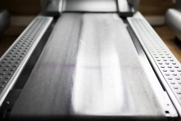 Closeup of the treadmill track in the gym