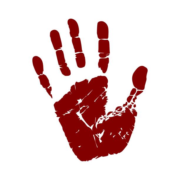 istock Handprint vector illustration. Human palm and fingers. Stop sign. Image of hand imprint isolated on the white background. Warning and prevention 1217330842