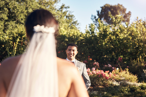 Cropped shot of a young man looking at his bride