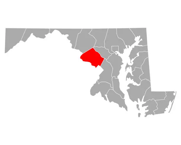 Vector illustration of Map of Montgomery in Maryland