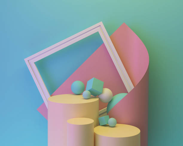 istock Astract geometric shape pastel color scene minimal. 1217340421
