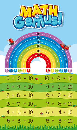 Worksheet Design For Math Genius With Adding To Ten Stock Illustration ...
