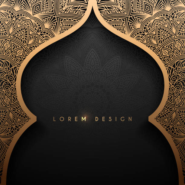 ilustrações de stock, clip art, desenhos animados e ícones de gold arch with arabic pattern background - arabesco