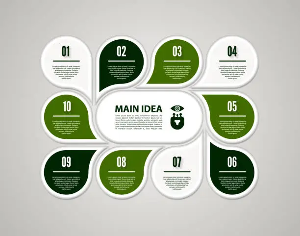 Vector illustration of Vector circle infographic. Template for cycle diagram, graph, presentation and round chart. Business concept with 10 options, parts, steps or processes. Abstract background.