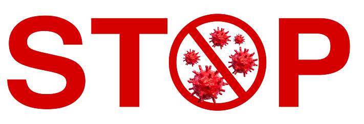 Stop Covid-19 Sign. Coronavirus 2019-nCoV, Epidemic Virus Respiratory Syndrome, Pandemic Stop Sign Concepts