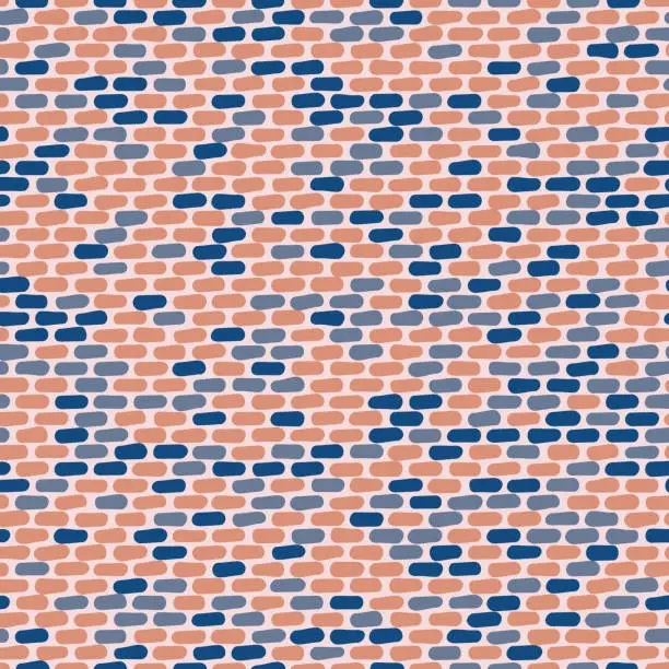 Vector illustration of pink and blue bricks seamless vector pattern