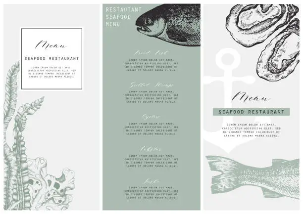 Vector illustration of Seafood restaurant menu design