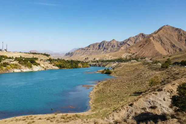 Naryn River near the city of Tash-Kumyr in the Jalal-Abad region of Kyrgyzstan.