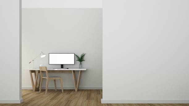 istock 3d rendering interior work space furniture and background decoration 1217360007