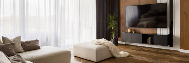 istock Elegant designed living room, panorama 1217360555