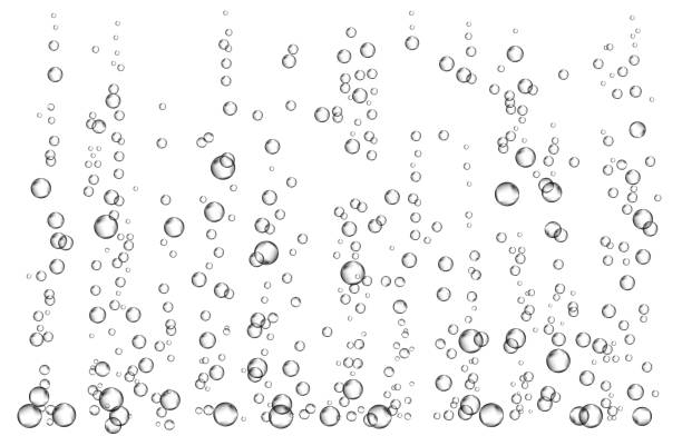 istock Black fizzing air bubbles in water on white  background. 1217360595