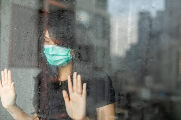 woman in isolation at home for virus outbreak or hypochondria