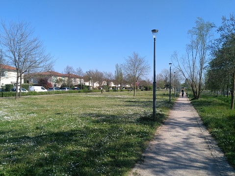 Bourlione Park, green space in the town of Corbas during spring - City of Corbas - Department of Rhône - France