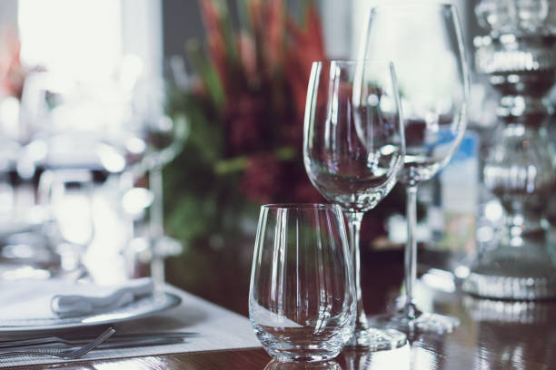 istock Elegance luxury restaurant empty close shutdown no customers during coronavirus quarantine lockdown. Food fine dining business in crisis finance bankruptcy. Cancel events celebration party wedding 1217367067