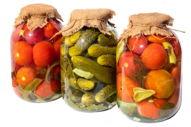 istock Preserved vegetables isolated in white background 1217368035