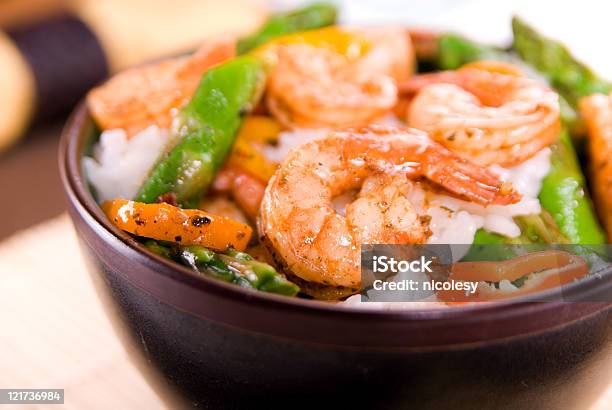 Chililime Shrimp Stir Fry Stock Photo - Download Image Now - Asparagus, Bell Pepper, Citrus Fruit