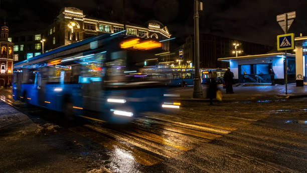 istock Bus traffic at the city bus terminal 1217370046