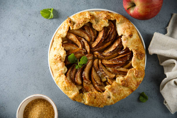 Apple pie Homemade apple pie or galette with cinnamon galette stock pictures, royalty-free photos & images