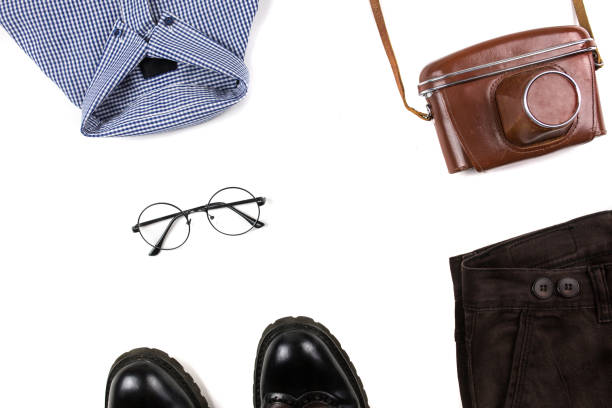 istock Men's shirts. Flat lay, top view. 1217370292