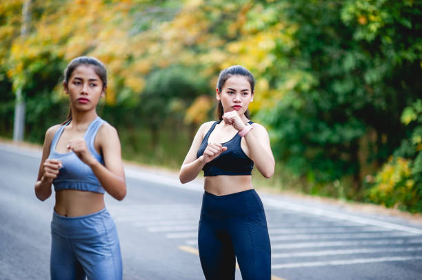 istock Women exercise happily for good health. Exercise concept 1217372859